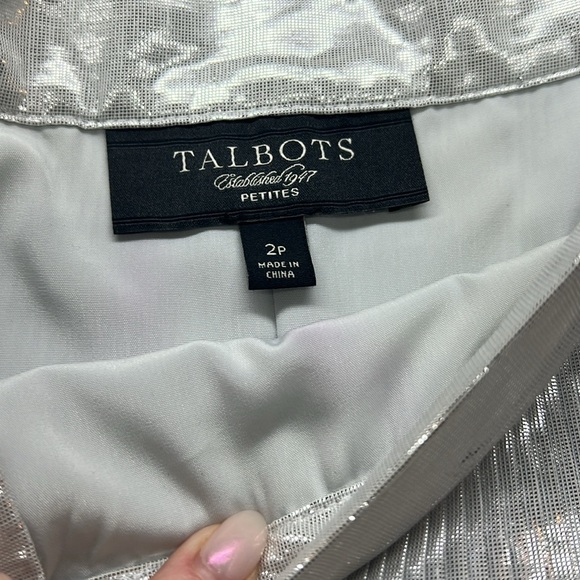 Talbots Metallic Silver Micro Pleat A-line Skirt - Picture 3 of 6